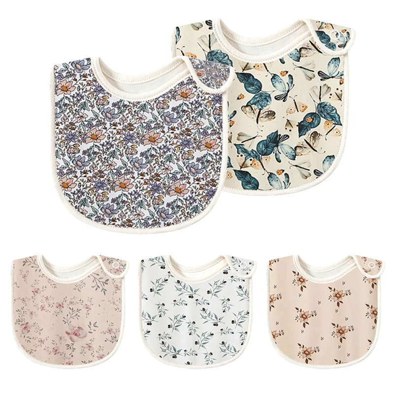 

Хлопковые нагрудники для младенцев, модные аксессуары для новорожденных с цветочным принтом, тканевые нагрудники для младенцев, нагрудник...