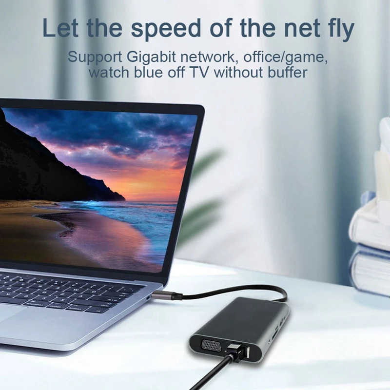Usb-хаб C 10 в 1 Thunderbolt 3 Type адаптер док-станция USB 0 порт 4K HDMI 1080P VGA RJ45 Gigabit Ethernet для Macbook