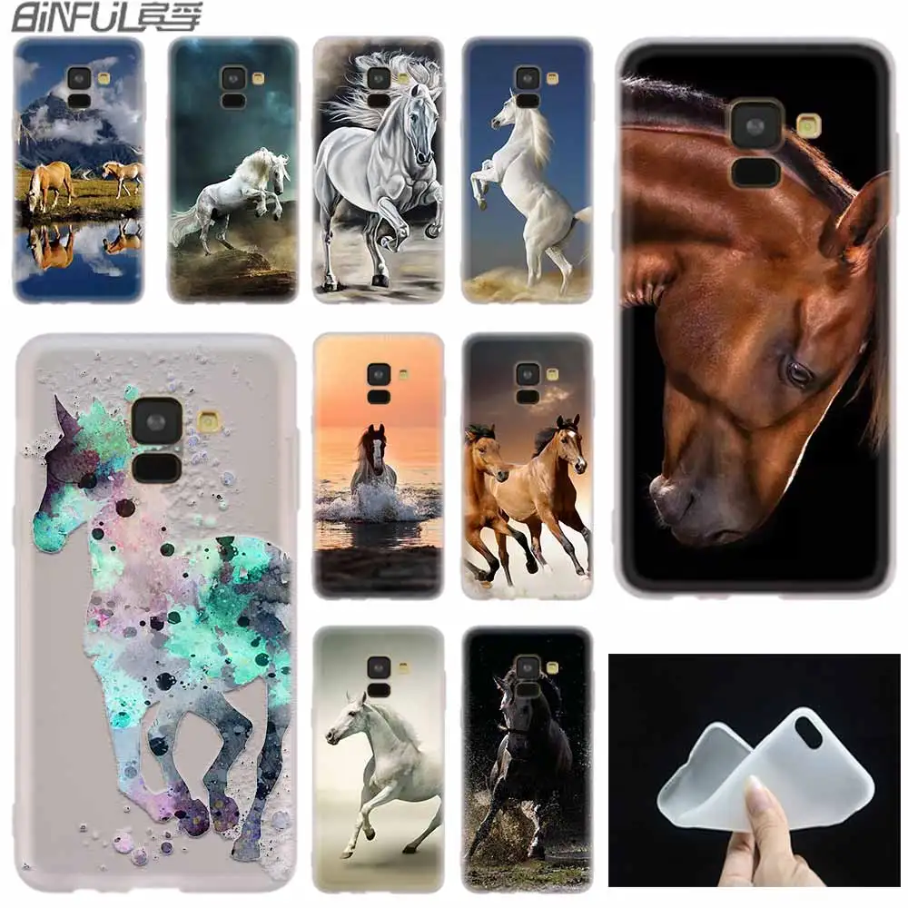 Акварель лошадь бег лошадей силиконовый чехол Обложка для Samsung A50 A70 A80 A30 A40 A90 A6 A8 A9
