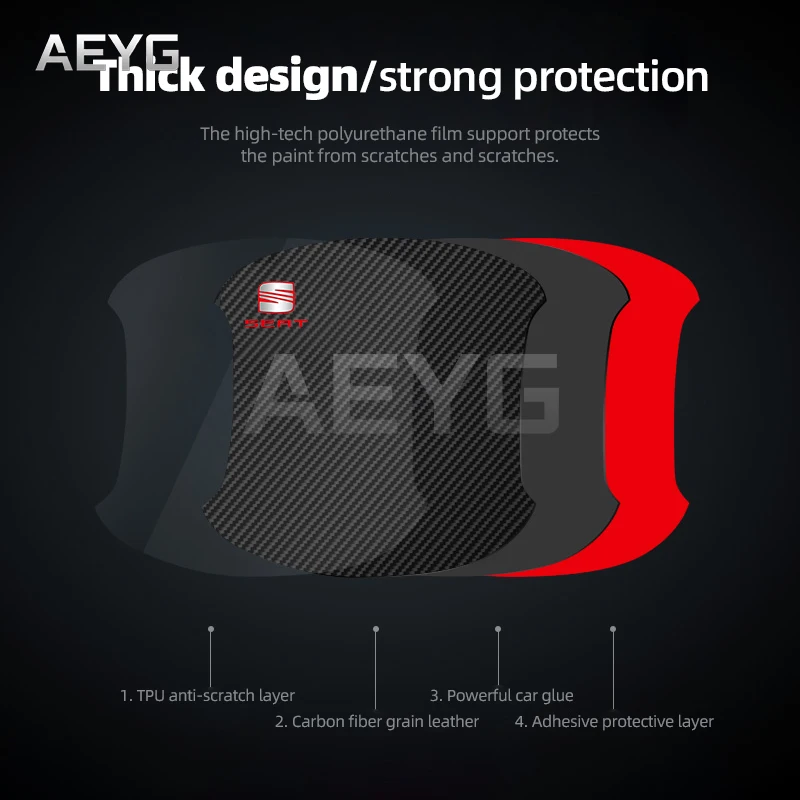 Наклейка на дверную ручку автомобиля из углеродного волокна с защитой от царапин