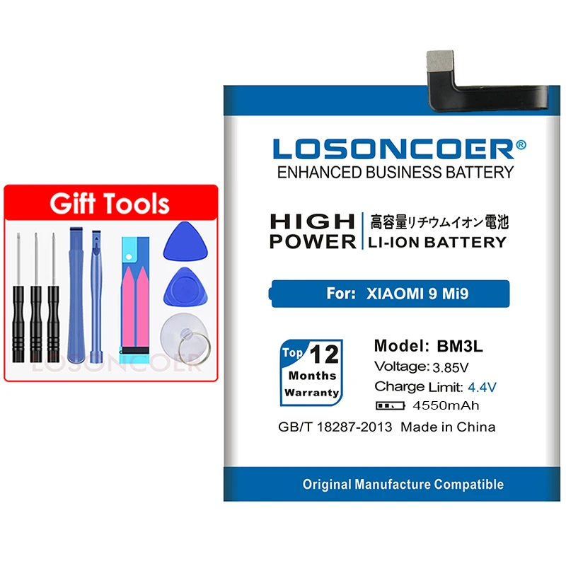LOSONCOER 4550mAh BM3L запасная литий-ионная аккумуляторная батарея для телефона Xiao mi 9 mi 9 M9 mi 9+ быстрое поступление+ Бесплатный набор инструментов