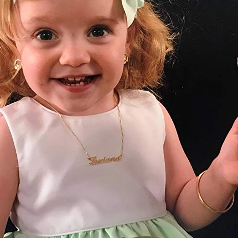 Индивидуальное ожерелье с именем ребенка Золотая цепочка для маленьких девочек
