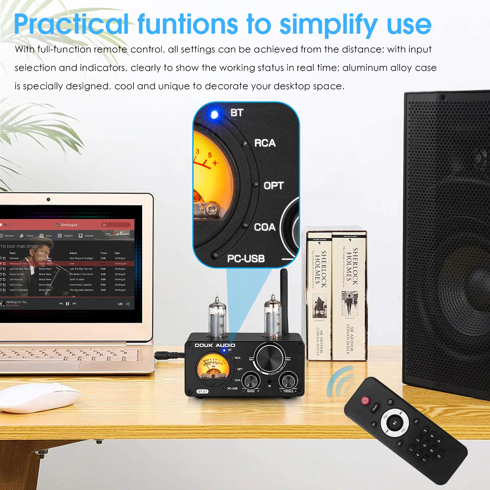 Вакуумный стереоприемник Douk Audio HiFi Bluetooth 5 0 USB DAC COAX/OPT Digital Amp VU Meter 100 Вт + |