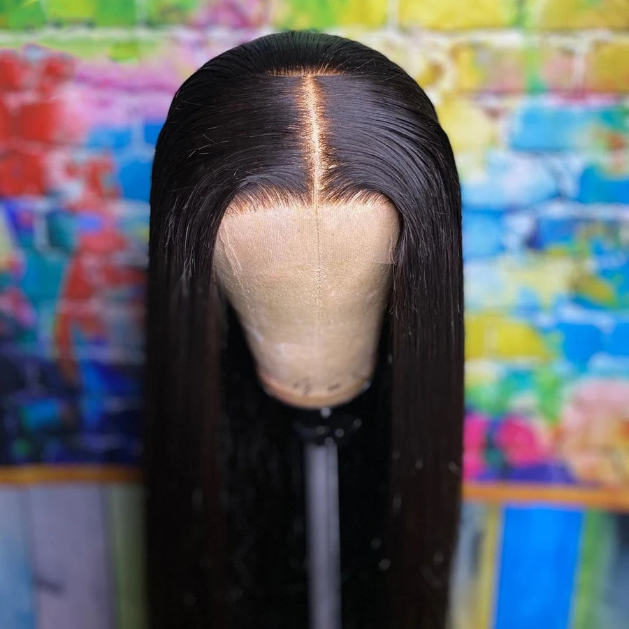 

Long Remy Lace Frontal Wig With Natural Hairline Middle Part Lace Wigs Jet Black Human Hair Wig For Women 13x4 Lace Wigs