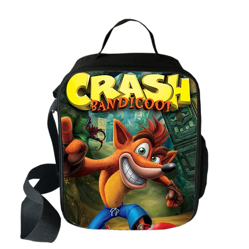 Game Crash Bandicoot Cooler Lunch Bag Cartoon Girls Portable Thermal Food Picnic Bags for School Kids Boys Box Tote