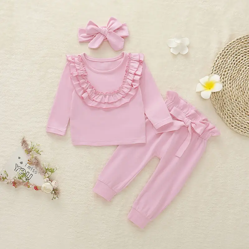 Новый брендовый комплект для малышей из 3 предметов топы с длинными рукавами