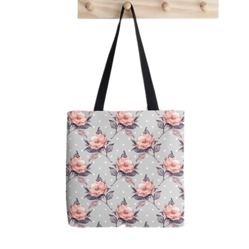 

2021Shopper Vintage floral pattern Printed Tote Bag women Harajuku shopper handbag girl Shoulder shopping bag Lady Canvas Bag