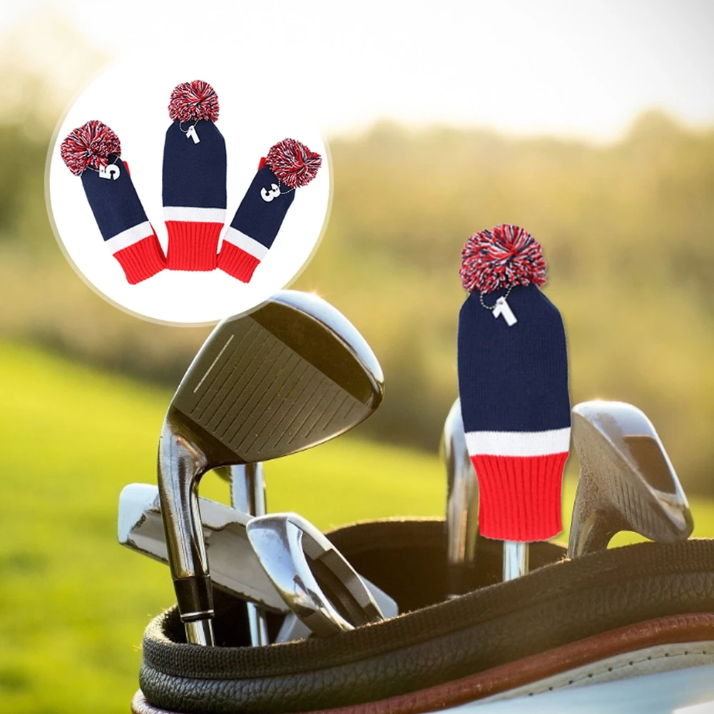

3PCS Golf Knitted Hat Set Golf Club Head Covers Golf Iron Head Covers with Number Wedges Covers Wedges Covers Three Size