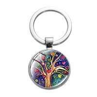 tree of life cabochon glass pendant statement charm key ring key chain fashion charm steampunk jewelry accessories creative gift