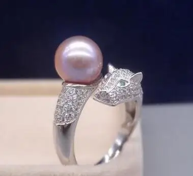 Кольцо из натурального таитянского жемчуга леопардовое кольцо с черным жемчугом