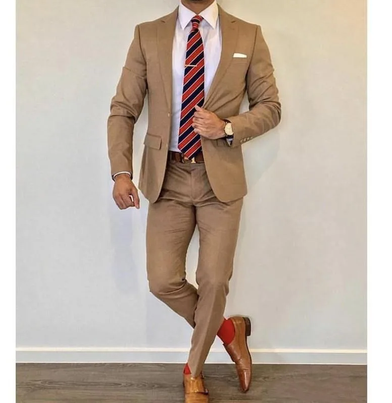 New arrival men's casual 2 button fashion suit wedding dress dinner men's custom slim fit style jacket pants