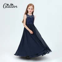 2020 kids princess dress girls flower embroidery dress for girls blue vintage wedding party formal ball gown children clothing