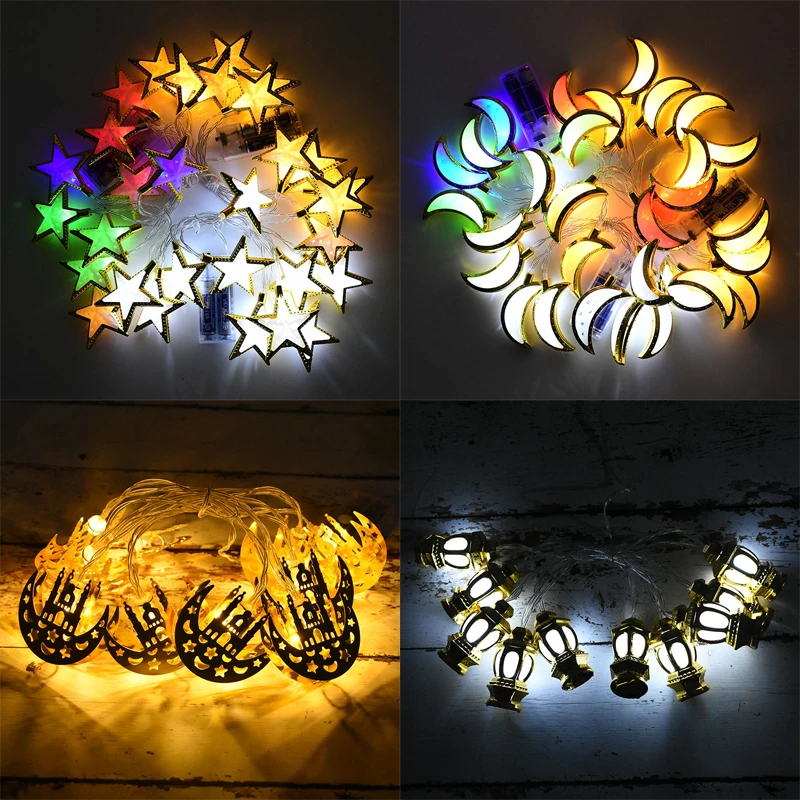 

10LED Ramadan Decoration Star Moon LED Light String Eid Mubarak Night Light Islamic Muslim Party Festival Supplies Ornament
