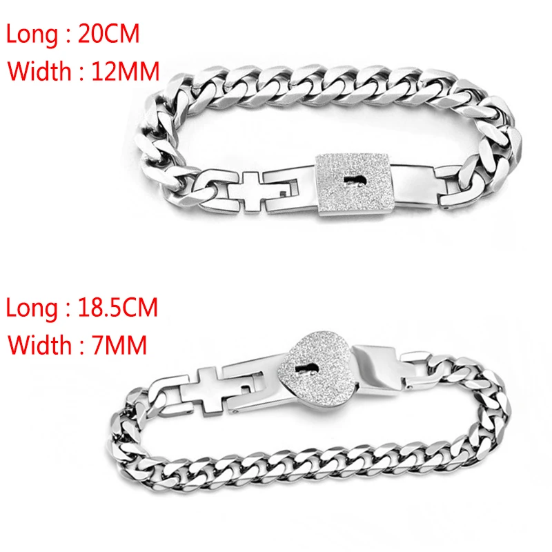 

1 Pair Couple Bracelet Creative Fashion Titanium Steel Concentric Lock Key Couple Bracelet Women Men Valentine's Day Gifts