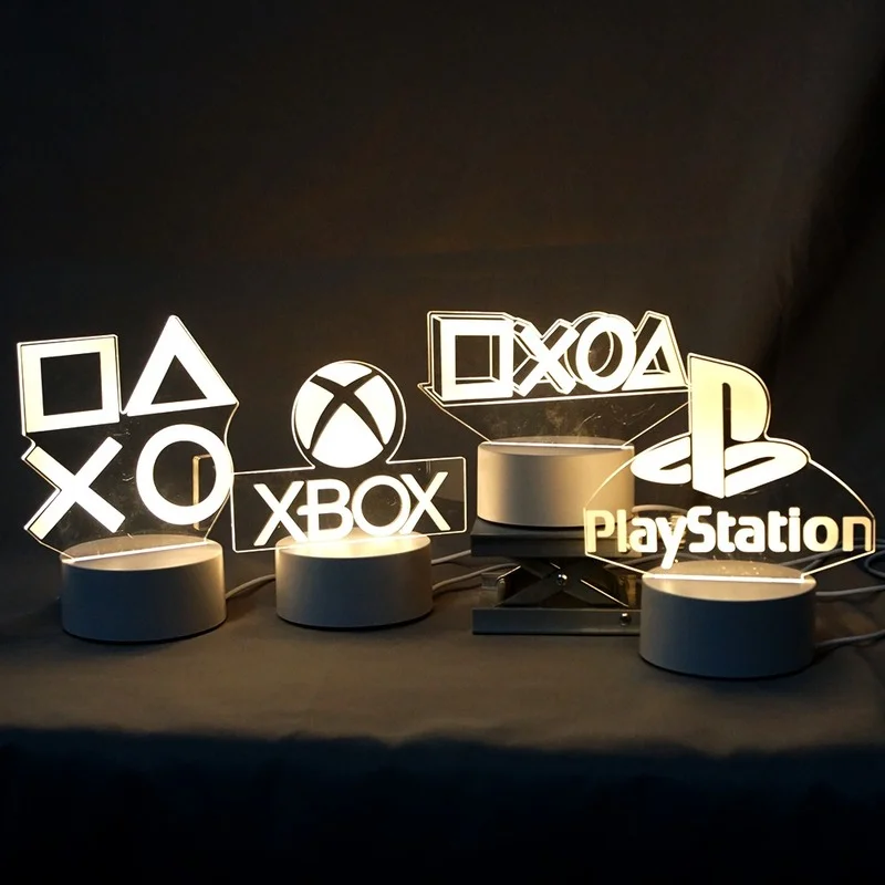 

Decor on the table Game Console Icon Logo,Sensor Light for Kids Bedside Gift 3D Night Lamp Gaming Room Desk Setup Lighting