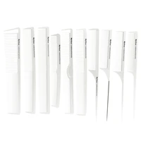 10 pcs set professional hairdressing tail comb in white color barber hair cutting carbon comb t 11 anti static hairstyling