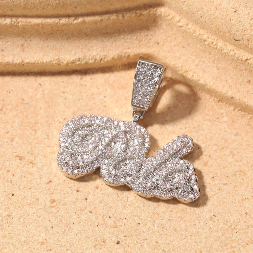 

DRIP Fashion Jewelry 2021 Hip Hop 18K Gold Plated Zircon Stainless Steel Custom Name Pendant Necklace