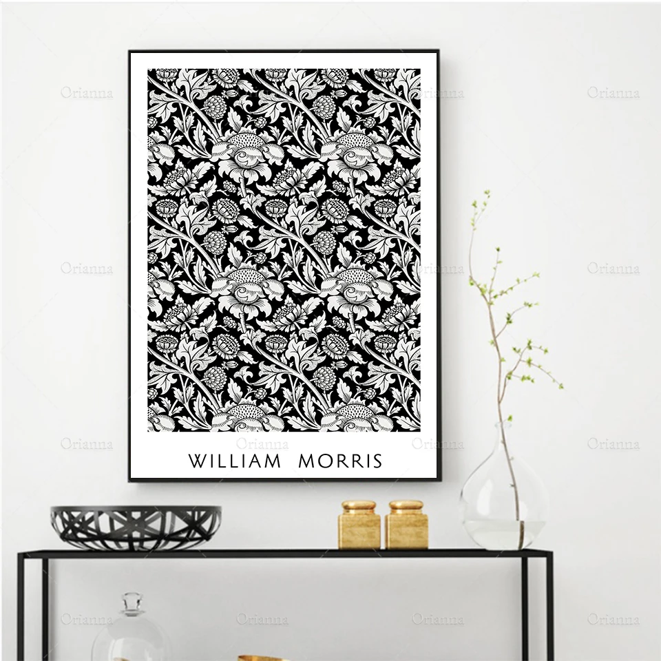 

William Morris Vintage Art, Floral Art, Morris Pattern Black & White, Morris Print,Gift IdeaWall Art PosterPrintModular Pictures