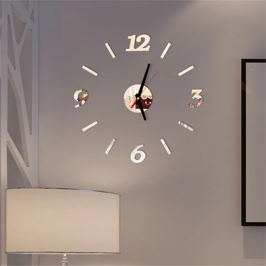 Modern Large Wall Clock 3d Mirror Stickers Unique Watch Diy Art Deco Decals Home Decoration | Дом и сад