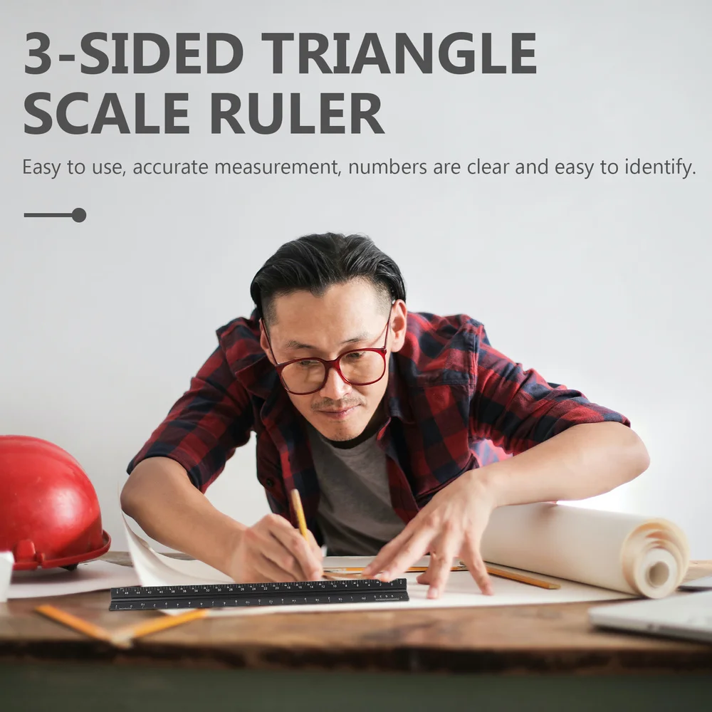 

1Pc Triangular Ruler Imperial Scale Ruler Engineering Painting Ruler Tool
