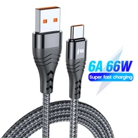 6a 66w usb type c cable for huawei p40 pro mate 30 p30 pro fast charging usb c charger cable for samsung xiaomi android phone