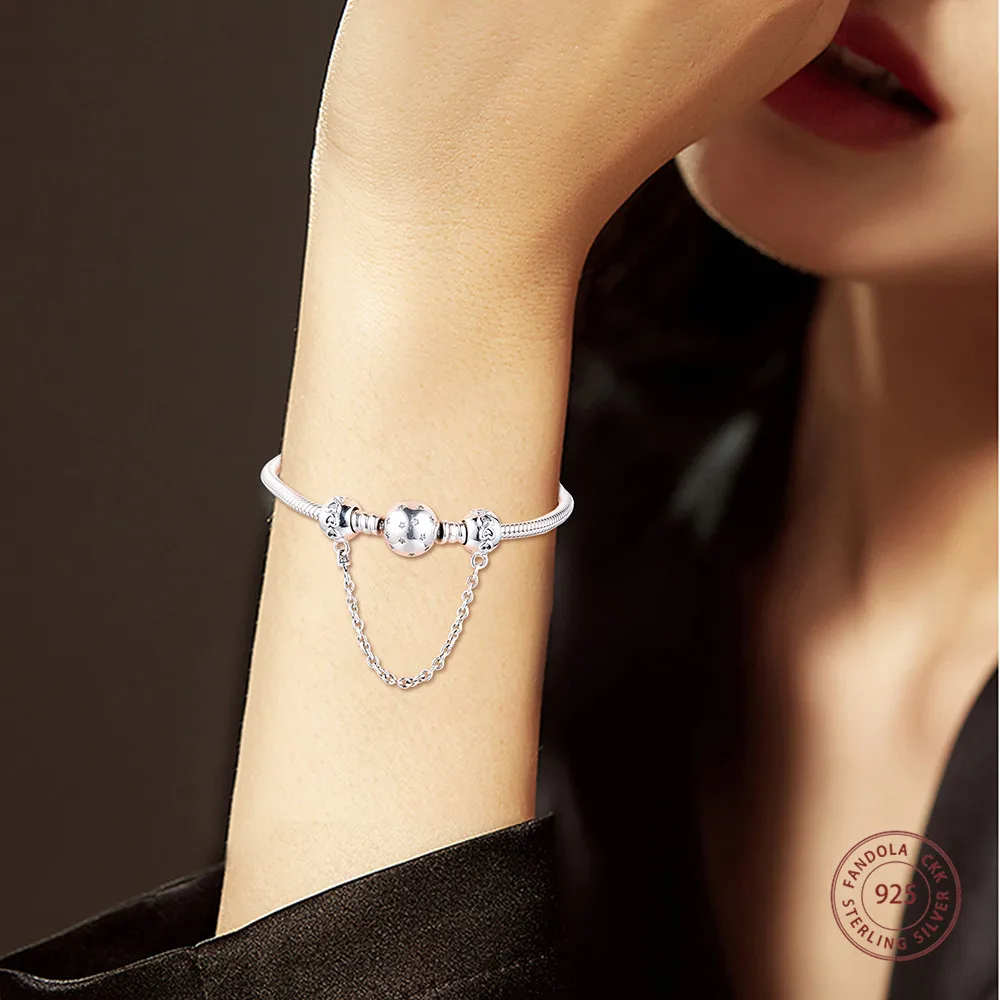CKK 925 Sterling Silver Love Connection Safety Chain Metal Beads for Women Fits Original Charms Bracelets DIY Jewelry Making | Украшения и