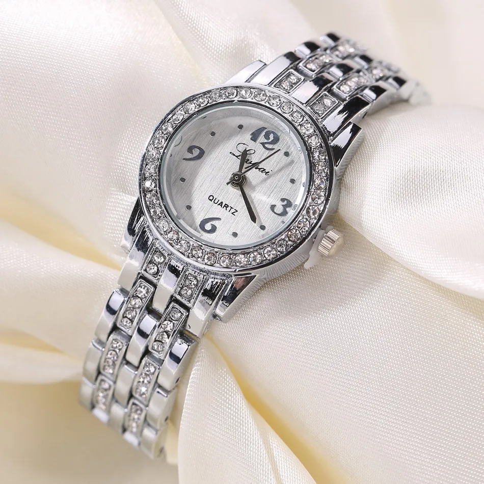 

Vente chaude De Mode De Luxe Femmes Montres Femmes Bracelet Montre Watch Crystal Stainless Steel women watches luxury P032