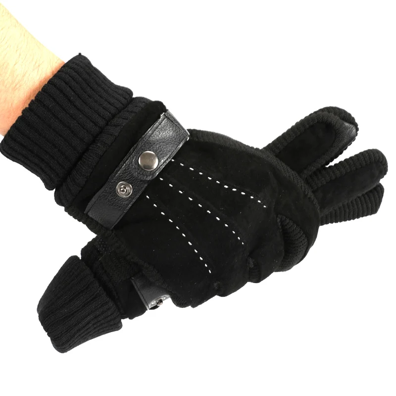 Модные кожаные перчатки мужские зимние для езды на мотоцикле и велосипеде теплые