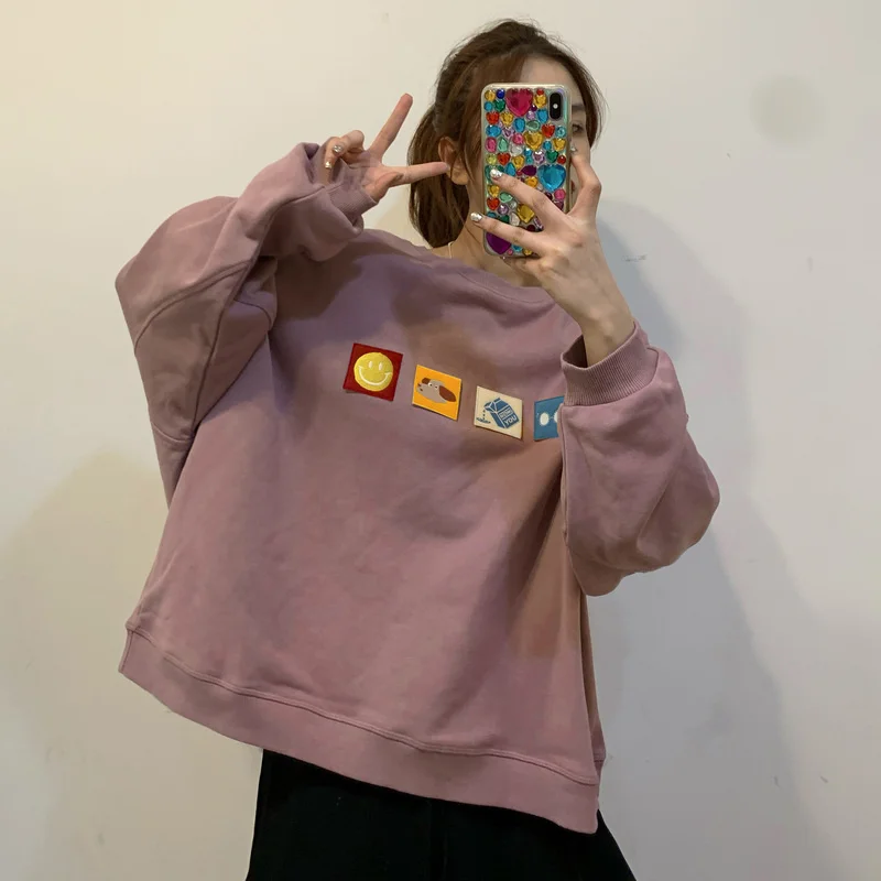 

Real Shot Composite Anti-pilling Brushed Hoody Autumn and Winter Embroidery.