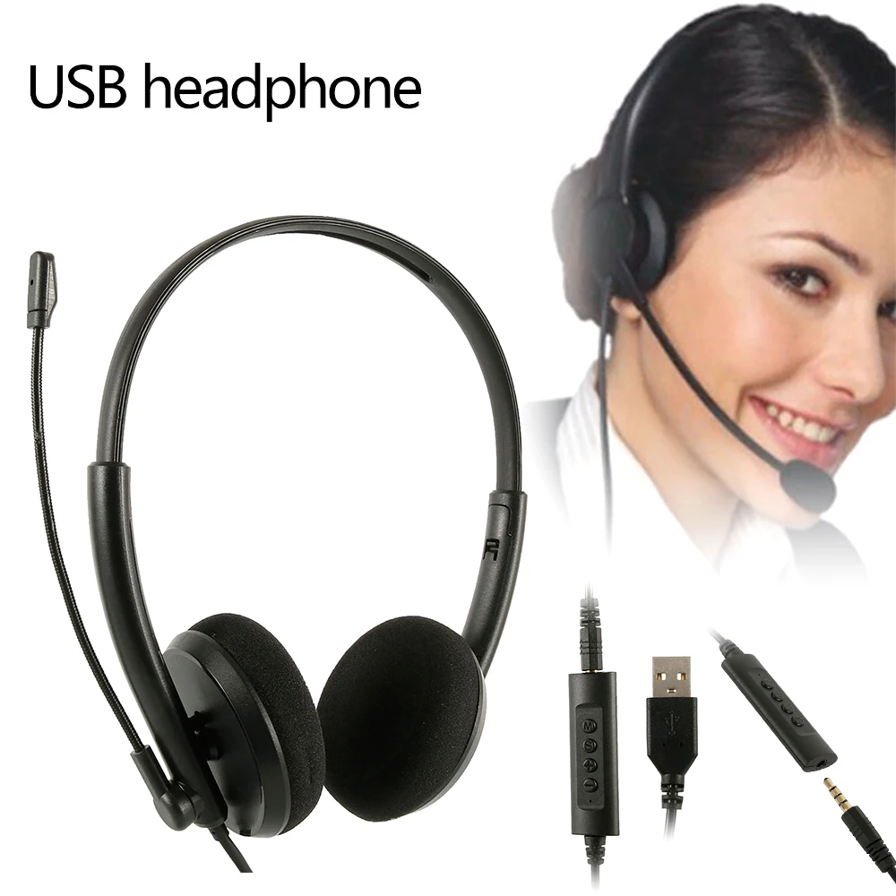 

USB Noise Cancelling Microphone Headset Call Centre Office Headphones USB Binaural Headset Wired Headset / Traffic Headset
