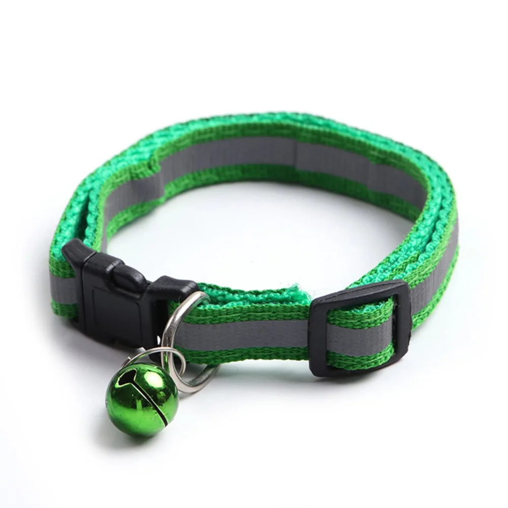 

6Pc Pet Glossy Reflective Adjustable Nylon Puppy Collars Bell Neck Strap For Kitten Little Cat Medium Dogs Leashes Free shipping