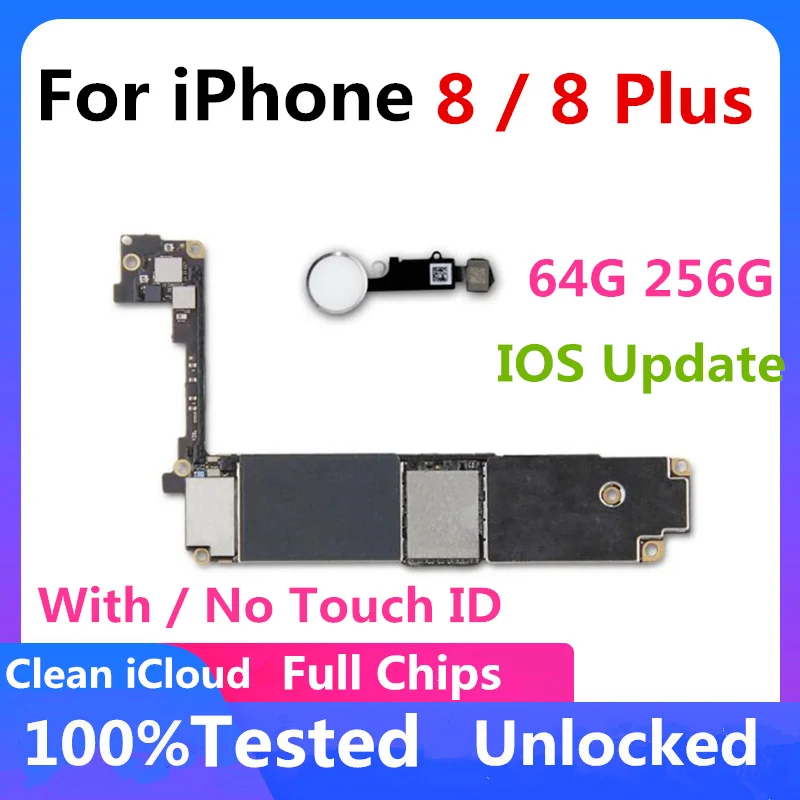 100% разблокированная материнская плата для iphone 8/8 Plus с/без Touch ID Бесплатный iCloud