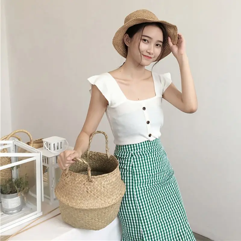 

Women's Sleeveless Knitted Tank Top Slim Button Summer Vest Women Tops Sexy Female Tank Top