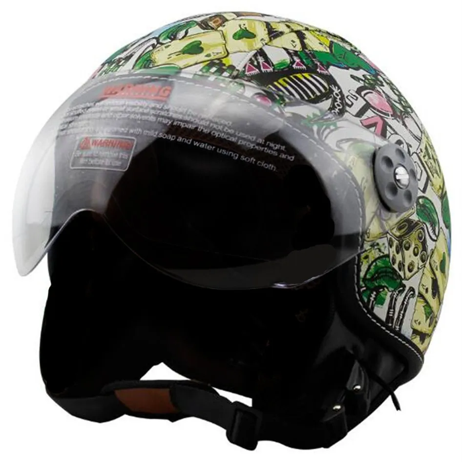 

Vintage leather Motorcycle Helmet Open Face Jet Scooter Helmets Universal Retro Motorcycle Helmet Goggles