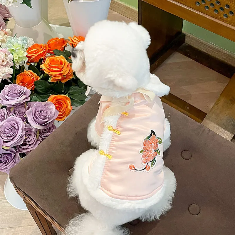 

Китайский новогодний костюм для собак, зимний костюм для собак, китайский чонсам, одежда для домашних животных, большие пальто, куртки