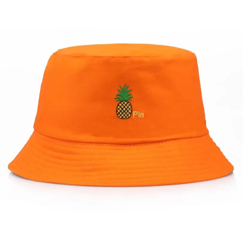 Панама унисекс в стиле хип-хоп пляжная шляпа с принтом ананаса оранжевого цвета