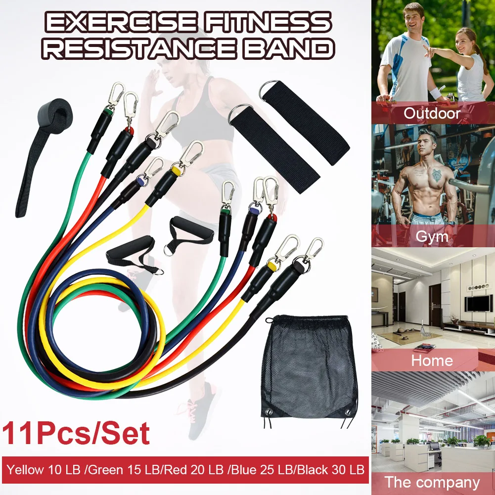 

11Pcs/Set Resistance Bands Set Training Exercise Yoga Tubes Pull Rope Rubber Expander Elastic Bands Workouts Fitness Equipment