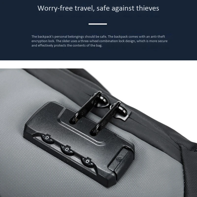 

NEW-Men's Chest Bag USB Chaging Anti-Theft Bag with Lock School Shoulder Bag Diagonal Package Messenger Travel Bag