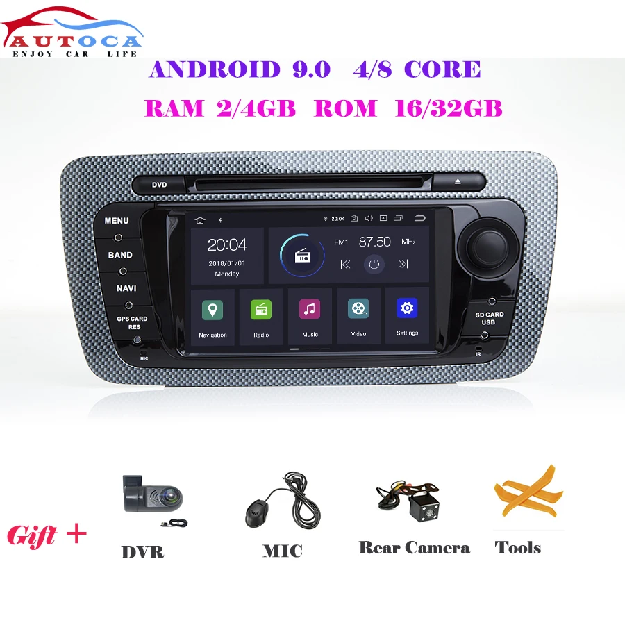 Carplay Android 10 автомобильный мультимедийный DVD GPS навигатор для SEAT IBIZA 2009 2014 с функцией