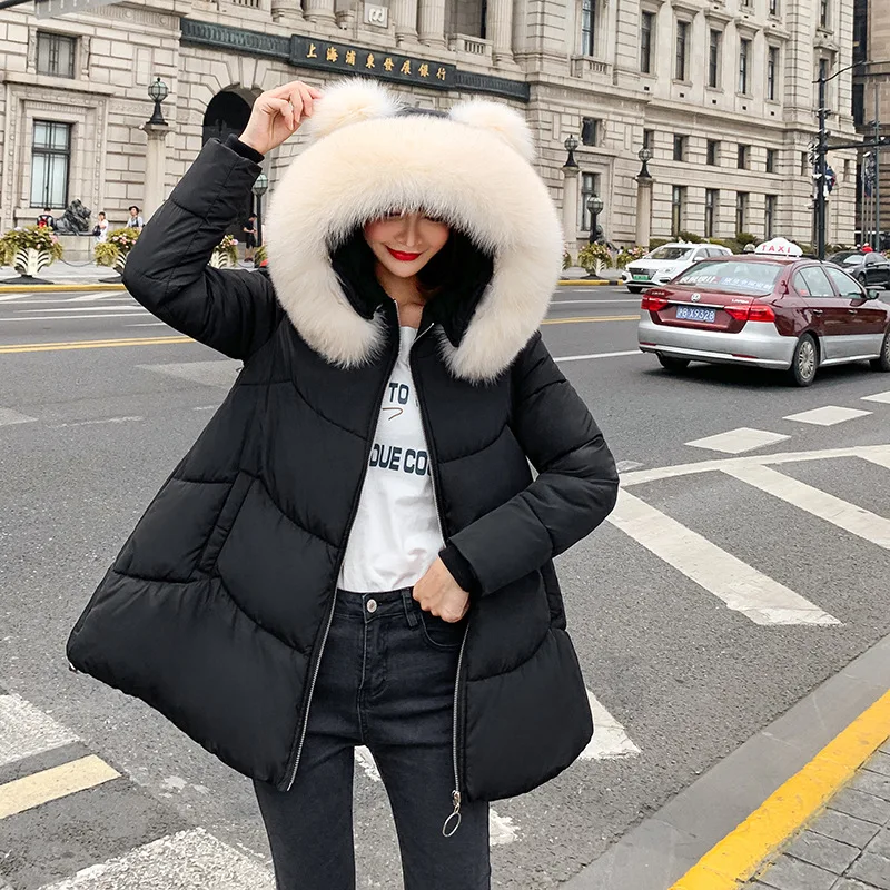 Однотонные меховые свободные хлопковые пальто с капюшоном для женщин, Harajuku, на молнии, с карманами, средней длины, Pakas Feminin, корейские женские милые теплые куртки