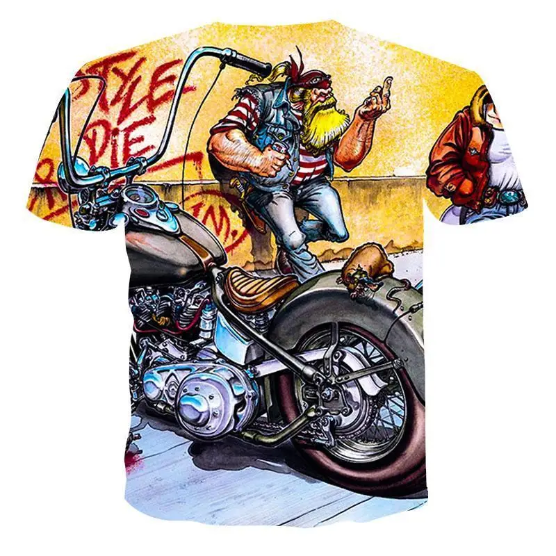 

2021 Summer New Cool Fashion Men's 3D Element Printing Motorcycle Style Quick-drying Print Pattern Casual T-Shirt Top Xxs -6xl