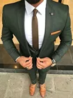 Мужской облегающий деловой костюм ANNIEBRITNEY 2021 темно-зеленый, смокинг для жениха на свадьбу по индивидуальному заказу, костюм из 2 предметов для выпускного, свадьбы, бизнеса, мужской костюм