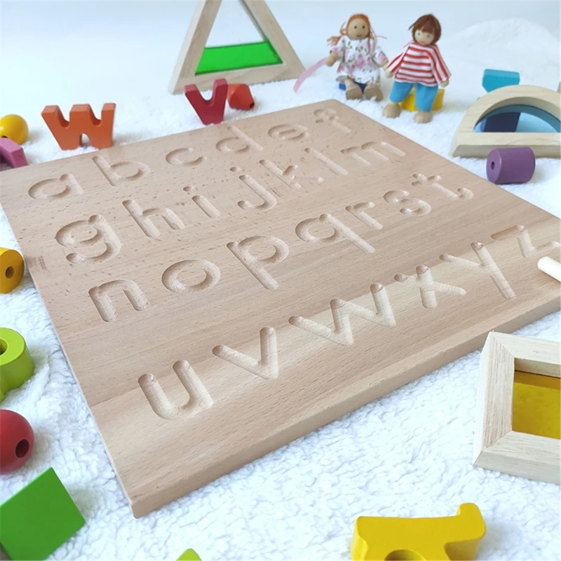 

Wood Alphabet Tracing Board from Montessori Letters - Wooden Letters - Large Print Letters for Toddler to Preschool - Reversible