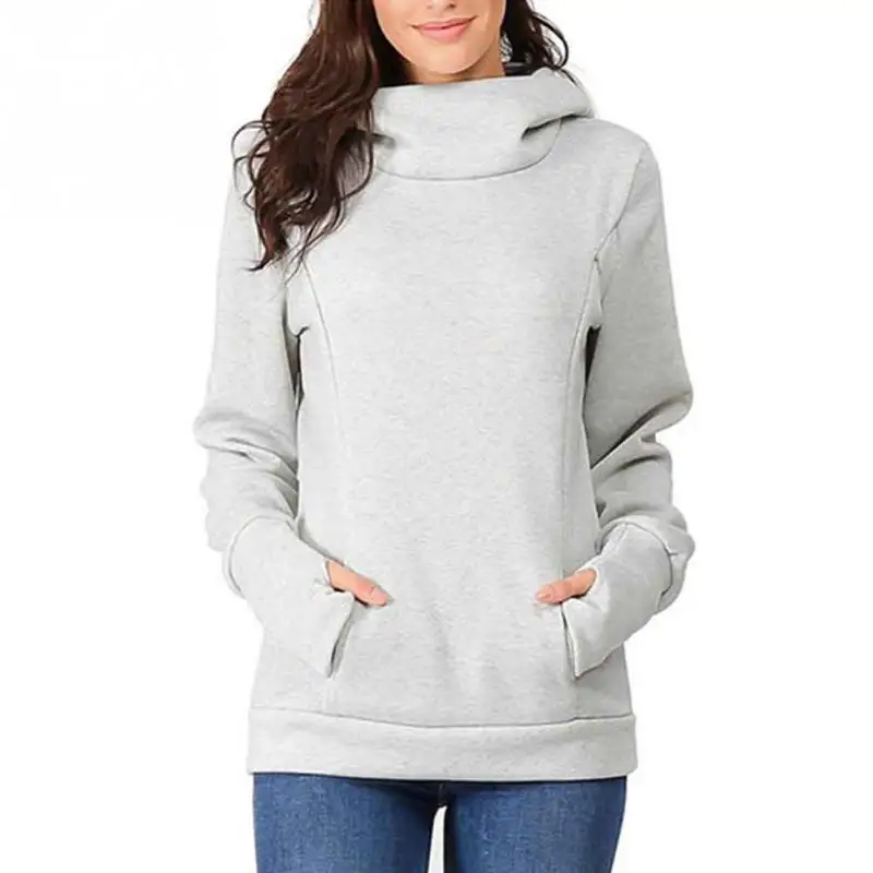Повседневная Толстовка для беременных женщин с карманами из полиэстера длинным
