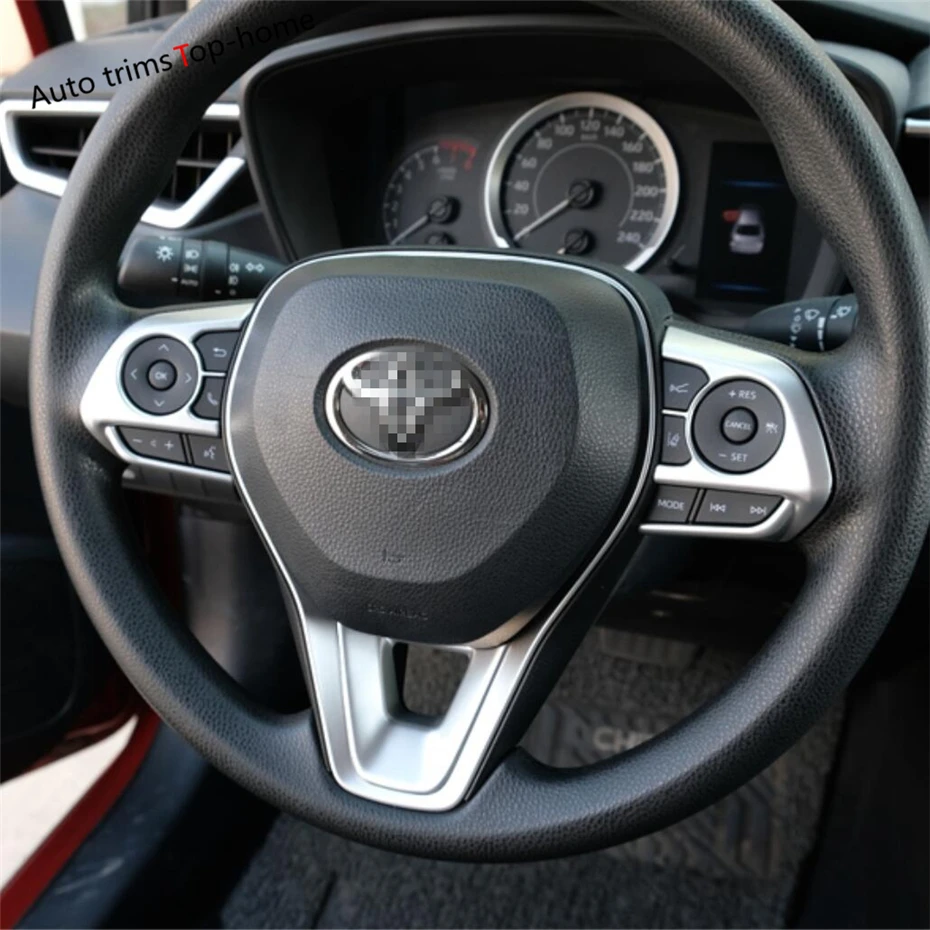 

Red / Matte / Carbon Fiber Look ABS Accessories Fit For Toyota Corolla 2019 2020 2021 Car Steering Wheel Button Panel Cover Trim