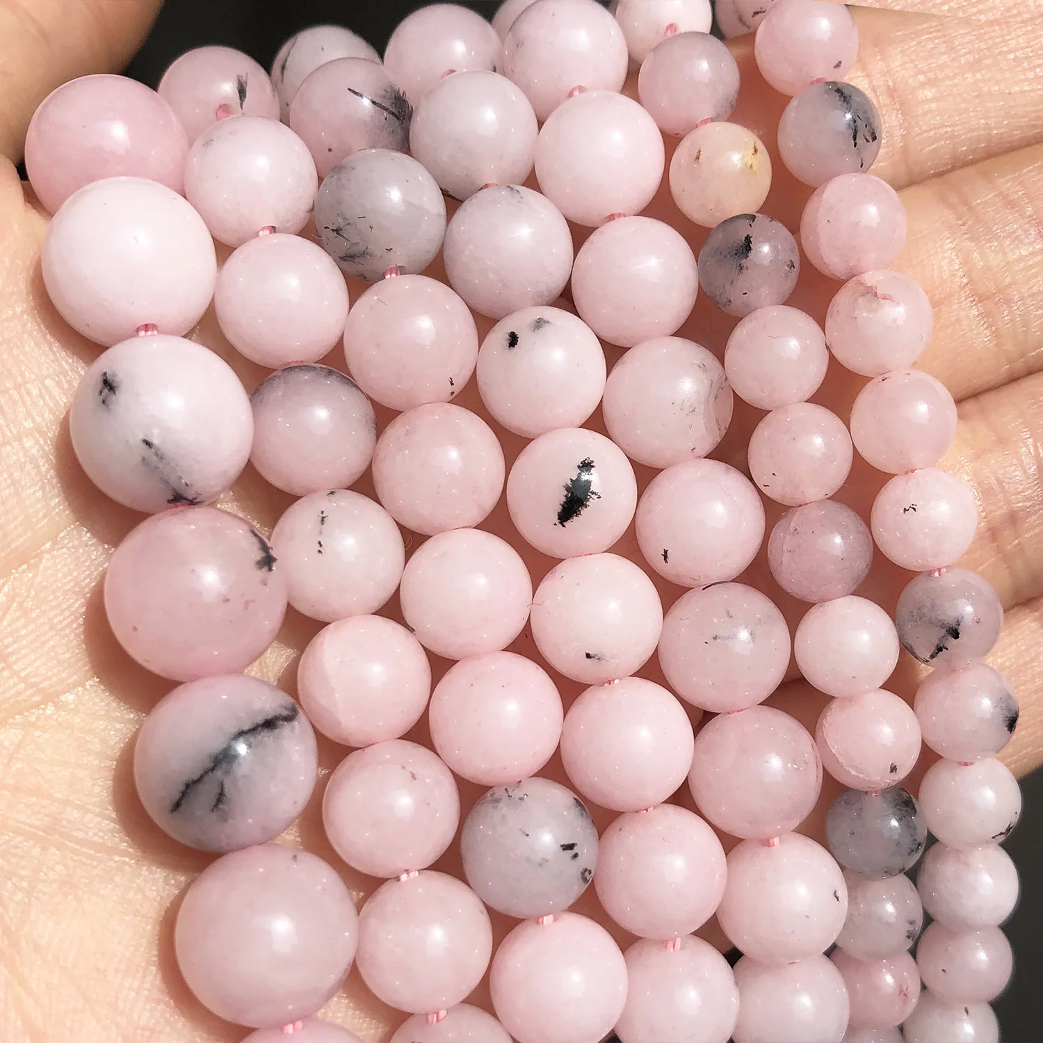 

6 8 10mm Natural Stone Pink Opal Jades Loose Spacer Beads for Jewelry Making DIY Bracelet Charms Accessories 15'' Wholesale