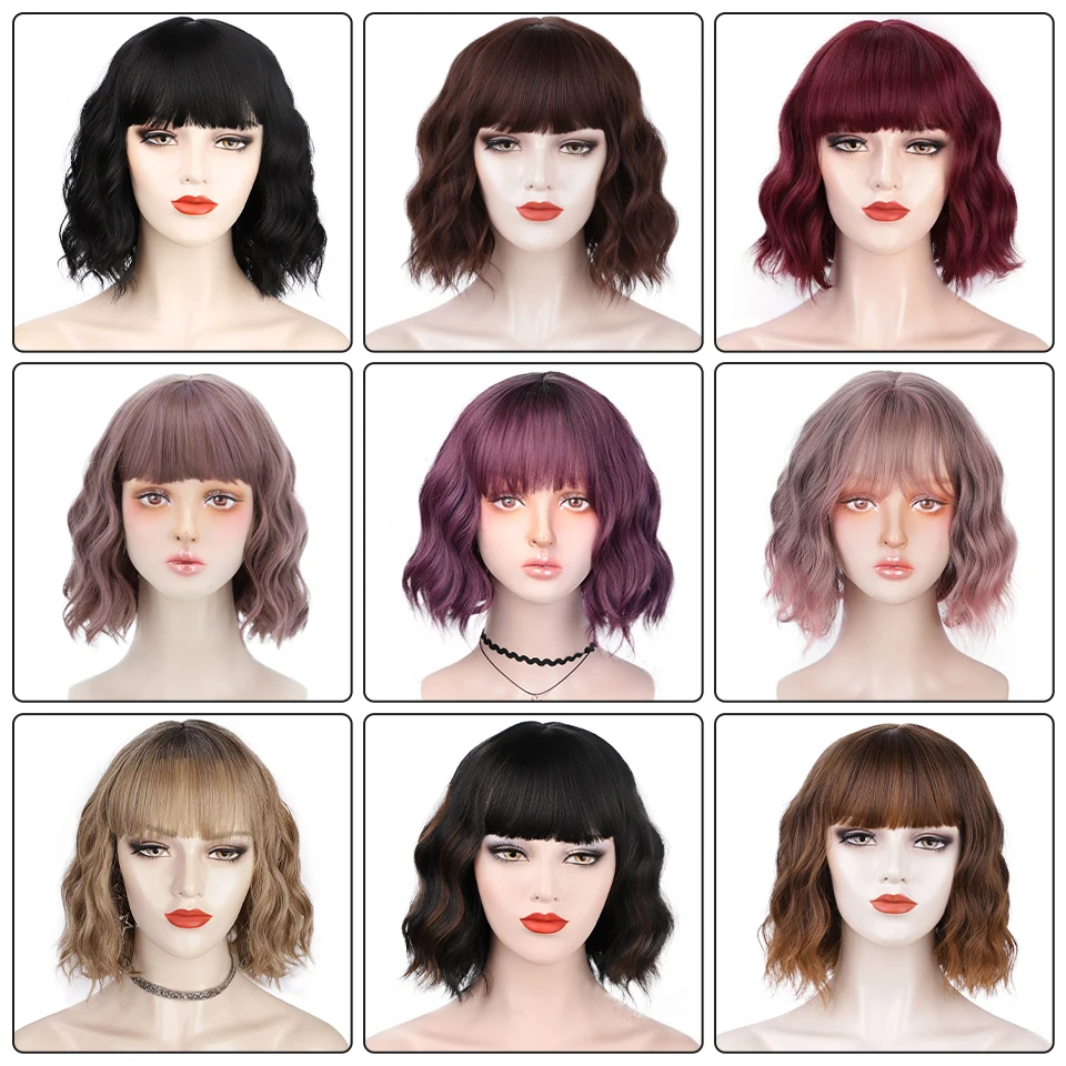 Энергичные короткие волнистые синтетические парики для женщин натуральные