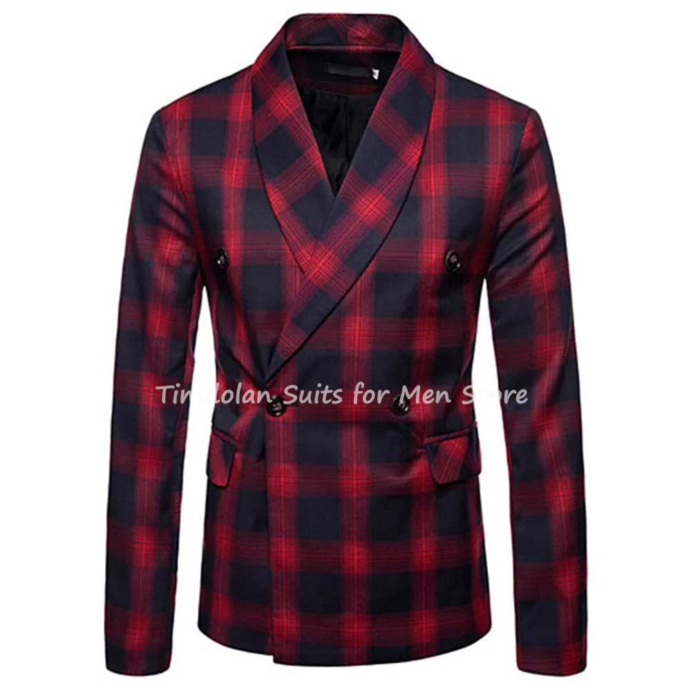 

Green Black Red Grid Coat Custom Made Color Size Plaid Blazer Men's Suits Groomsmen 1 Pcs Wedding Party Wear Man Jacket Only
