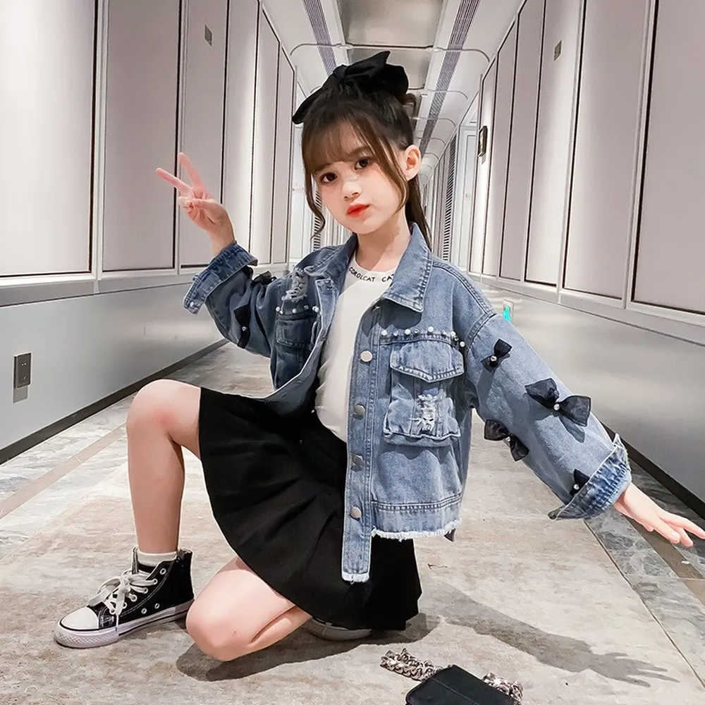 

Denim jacket for Girl Kids Autumn Spring Children's Clothing New Children's Denim Coat Fashion Coat Teenage Girls Clothing