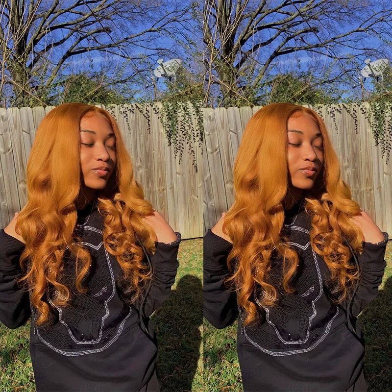 Ginger Brown Lace Front Human Hair Wigs Pre Plucked For Women Blonde Body Wave Transparent Lace Frontal Wigs Peruvian Remy Hair